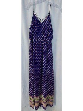 Sienna Sky Maxi Dress Size Medium Floral Pattern Partially Lined Length 56"